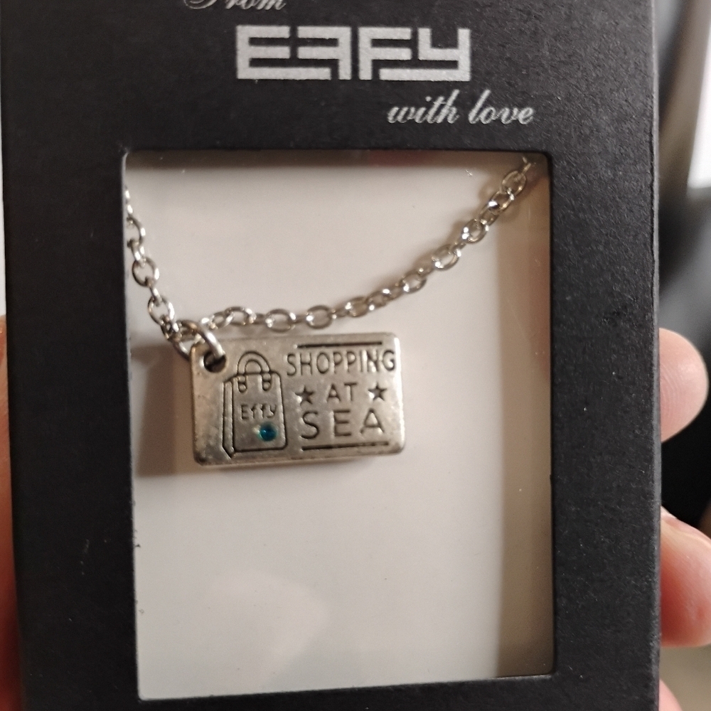EFFY Shopping‎ At Sea Pendant Necklace 18" Silver Rhodium Plated Faux Aquamarine
